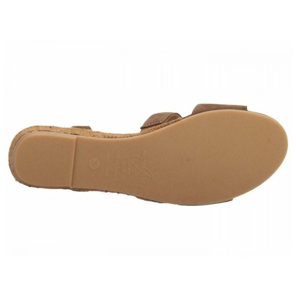 NEW Eric Michael Women Nika Beige Suede Slide Ankle Strap Buckle Low Wedge Dress - Picture 7 of 7